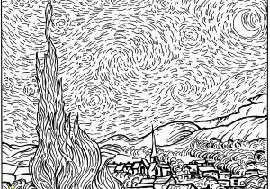 Vincent Van Gogh Starry Night Coloring Page Van Gogh Coloring Pages for Adults