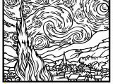 Vincent Van Gogh Starry Night Coloring Page Van Gogh Starry Night Large Masterpieces Adult Coloring