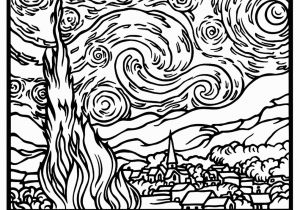 Vincent Van Gogh Starry Night Coloring Page Van Gogh Starry Night Large Masterpieces Adult Coloring