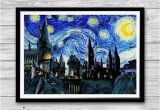 Vincent Van Gogh Wall Murals Hogwarts Castle Starry Night Print Van Gogh Reproduction Of