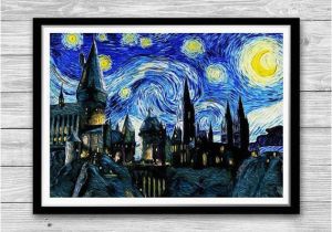 Vincent Van Gogh Wall Murals Hogwarts Castle Starry Night Print Van Gogh Reproduction Of