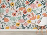 Vintage Floral Wall Mural Wildflower Bloomin Marvelous Wall Mural Room