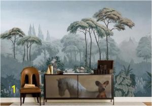 Vintage Jungle Wall Mural Oil Painting Scenic Pine Trees Wallpaper Wall Mural Custom