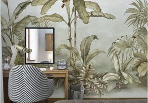 Vintage Jungle Wall Mural Vintage Banana Trees Wallpaper Mural Hand Painted