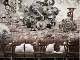 Vintage Landscape Mural Wallpaper Modern Creative Retro Mechanical Gear Vintage Backdrop Wall 3d