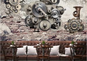 Vintage Landscape Mural Wallpaper Modern Creative Retro Mechanical Gear Vintage Backdrop Wall 3d