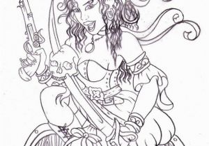 Vintage Pin Up Girl Coloring Pages Pirate Tattoo Stencils Pinterest
