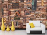 Vintage Wood Wall Mural Custom 3d Mural Wallpaper for Wall Non Woven Straw English Letters Vintage Wooden Mural Wall Paper Rolls Tv sofa Backdrop Christmas Puter