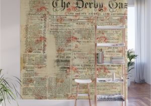 Vintage Wood Wall Mural Vintage Newspaper Grunge Wall Mural