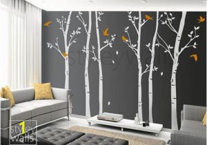 Vinyl Wall Murals Nature Tree Wall Decals Winter Trees Decal Birds Nature forest Trees with