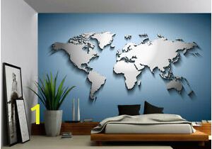 Vinyl Wall Murals Wallpaper Details About Peel & Stick Mural Self Adhesive Vinyl Wallpaper 3d Silver Blue World Map
