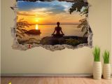 Visual Effects Wall Murals Yoga Meditation Sunset Silhouette Wall Decal Sticker Mural Poster Print Art Home Fice Decor Dh24