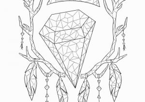 Vsco Girl Coloring Pages Adult Coloring Page Boho Coloring Page Deer Crystals