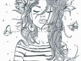 Vsco Girl Coloring Pages Beautiful Portrait Of Woman with Flowers