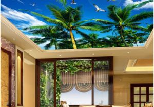 Wall and Ceiling Murals Modern Wallpaper 3d Wall Murals for Living Room Ceiling Mural Coconut Tree Blue Sky White Seagull Custom Wallpaper Wall Paper 3d Hd A