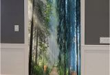 Wall and Door Murals forest Passageway Deer Printed Door Art Stickers