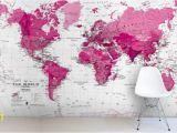 Wall Hanging World Map Mural Pink Map Wallpaper