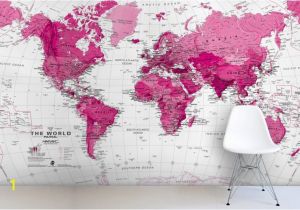 Wall Hanging World Map Mural Pink Map Wallpaper