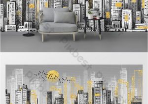 Wall Mural 3d Model Free Download nordic Hand Painted Golden Abstract City Background