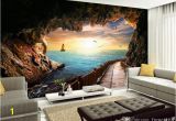 Wall Mural App Custom Wallpaper Beautiful Sunset Cave Seaside Landscape 3d