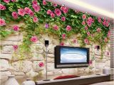 Wall Mural App Wallpaper Modern Simple Pastoral Flowers Brick Wall Mural