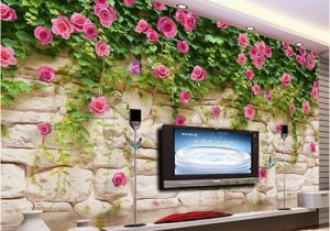 Wall Mural App Wallpaper Modern Simple Pastoral Flowers Brick Wall Mural