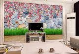 Wall Mural Behind Tv Custom 3d Wallpaper Mural Living Room sofa Tv Backdrop Mural Grass Flowers Brick Wall Picture Wallpaper Mural Sticker Home Decor Hd Wallpaper