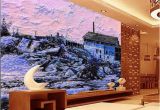 Wall Mural Custom Size Custom Size 3d Wallpaper Living Room Mural Snow Scenery Country House Oil Painting sofa Tv Backdrop Wallpaper Non Woven Wall Sticker Wallpaper