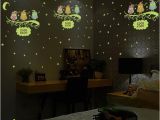 Wall Mural Glow In the Dark Nous Owl Moon Star Wall Sticker Stars Glow for Kids Rooms Glow In the Dark Home Decor Good Night Fluorescent Mural Poster Decorative Stickers