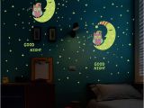 Wall Mural Glow In the Dark Us $2 64 Off Luminous Eule Mond Sterne Wand Aufkleber Sterne Leuchten Für Kinder Zimmer Glow In the Dark Wohnkultur Gute Nacht Neonlicht Wandbild