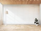 Wall Mural Mockup Free Lamp and A Plant In An Empty Room Wall Mockup