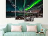 Wall Mural Mockup Free northern Lights Aurora Borealis 4 Piece Canvas Wall Art Wallpaper Mural Design Artwork Poster Decor Print Gift Painting