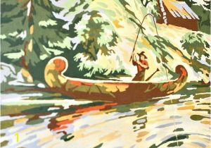 Wall Mural Paint by Numbers Kit Fisherman Canoe In 2019