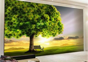 Wall Mural Painters Custom 3d Mural Wallpaper Green Tree Sunset Nature Landscape Wall