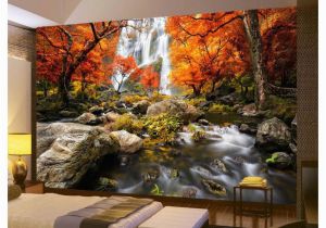 Wall Mural Painting Cost 3d Wallpaper Wall Mural River Waterfall Maple Nature