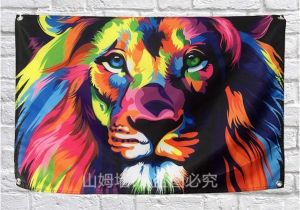 Wall Mural Pop Art Großhandel Tier Lion Flag Banner Pop Art Malerei Home Dekoration Hängen Flagge 4 Gromments In Ecken 3 5ft 144 Cm 96 Cm Von Ssp686 $6 5 Auf