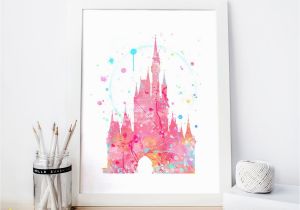Wall Mural Princess Castle Cinderella S Watercolor Print Disneyland Poster Download In