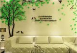 Wall Mural Stickers Australia Creative Green Tree and Bird Pattern Crystal Acrylic 3d Wall