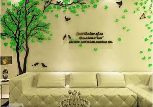 Wall Mural Stickers Australia Creative Green Tree and Bird Pattern Crystal Acrylic 3d Wall