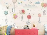 Wall Mural Stickers for Kids Rooms Cartoon Diy Super Cute Balloon Rabbit Wall Sticker for Kids Room