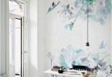 Wall Mural with Lights Blue Vintage Spring Floral Wallpaper Watercolor Wallpaper