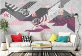 Wall Murals and Posters Flamingo Abstract Geometric Minimalism Modern Wallpaper Wall