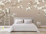 Wall Murals Cherry Blossom Fine Brushwork Magnolia Blossom Chinoiserie Wallpaper Wall