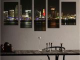 Wall Murals Cityscapes 2019 5 Picture Bination Wall Art Canvas Print Night Skyline