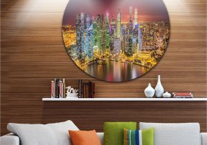 Wall Murals Cityscapes Designart Singapore Skyline View Of Marina Bay Cityscape Circle