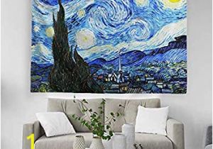 Wall Murals for College Dorms Baccessor Vincent Van Gogh Tapestry Wall Hanging Starry Night Oil Painting Abstract Art Rustic Home Decor for Living Room Bedroom College Dorm