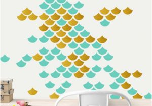 Wall Murals for Dorm Rooms Mermaid Scalle Wall Decal Mermaid Decal 2 Color Wall Decal Nursery Wall Decal Dorm Room Decal Gold Decal Blue Decal Geometric Decal