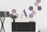 Wall Murals for Dorms Violet Purple Gold and Marble Hexagon Peel and Stick