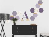 Wall Murals for Dorms Violet Purple Gold and Marble Hexagon Peel and Stick