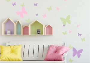 Wall Murals for Girls Room butterfly Wall Decals Pink Lilac & Sage Green Appliques